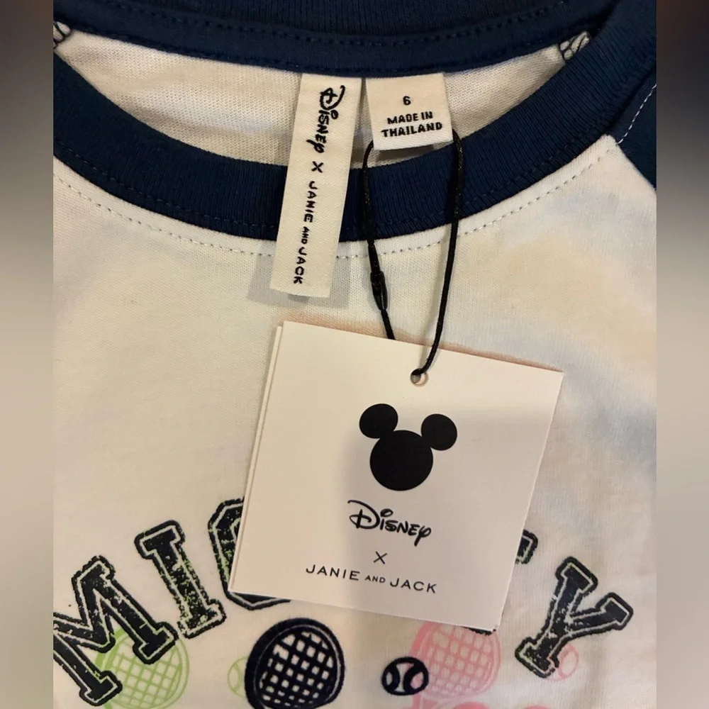 NWT- Janie and Jack Mickey Mouse Raglan Shirt (Size 6) - Picture 4 of 4